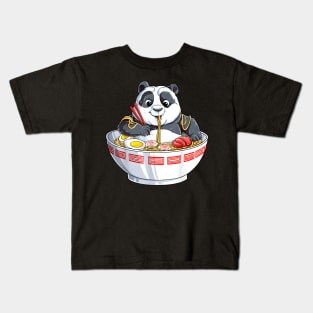 Panda Eating Ra Kawaii Giant Japanese Noodle Kids T-Shirt
